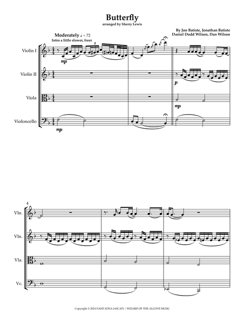 Butterfly (Arr. Sherry Lewis) - Jon Batiste (String Quartet)