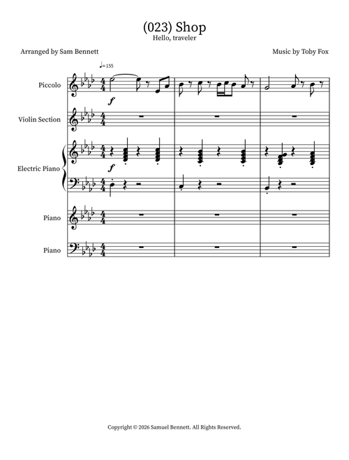 (023) Shop (Arr. Sam Bennett) - Toby Fox (Small Ensemble)