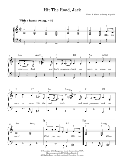 Hit The Road Jack - Ray Charles (Easy Piano)