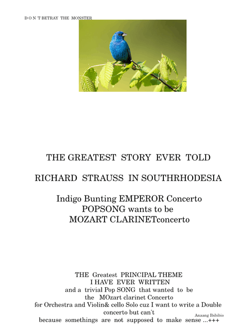 SINFONIANO.5 or The GREATEST STORY EVER TOLD or STRAUSS in South RHODESIA