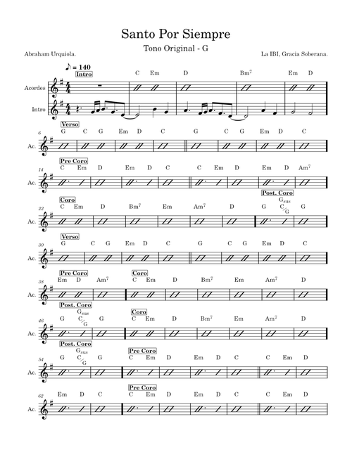 Santo por siempre – La IBI ACORDES / PIANO