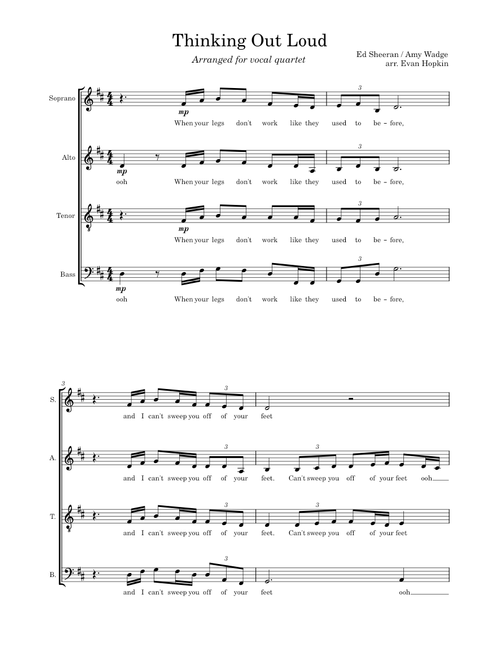 Thinking Out Loud - Ed Sheeran (For Vocal Quartet)