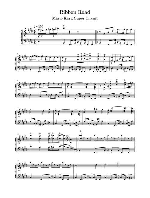 Ribbon Road - Mario Kart: Super Circuit (Piano)
