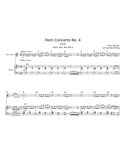 Horn Concerto in E-flat major, K.495 - Wolfgang Amadeus Mozart