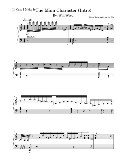 The Main Character – Will Wood and the Tapeworms The Main Character (Intro) – Will Wood (Piano)