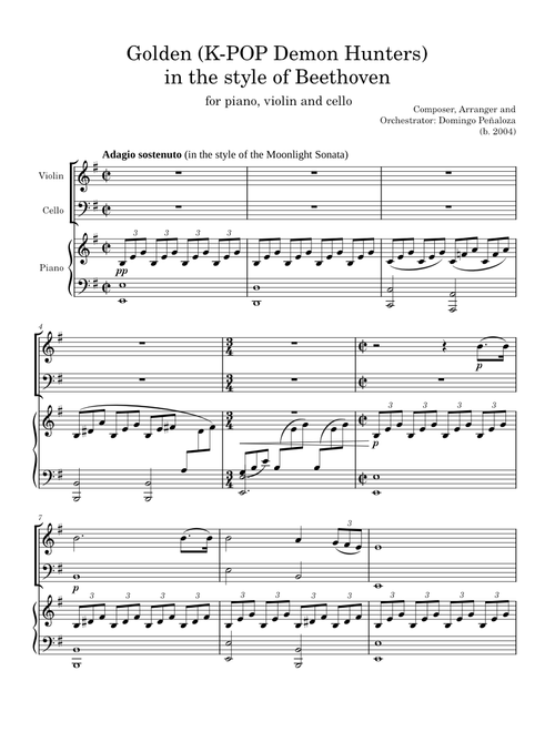 Golden from K-Pop Demon Hunters in the style of Beethoven