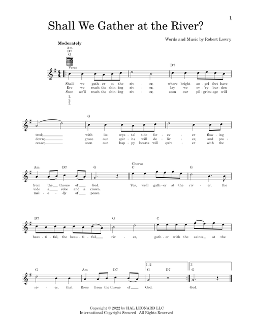 Shall We Gather At The River? - Robert Lowry (Easy Guitar)