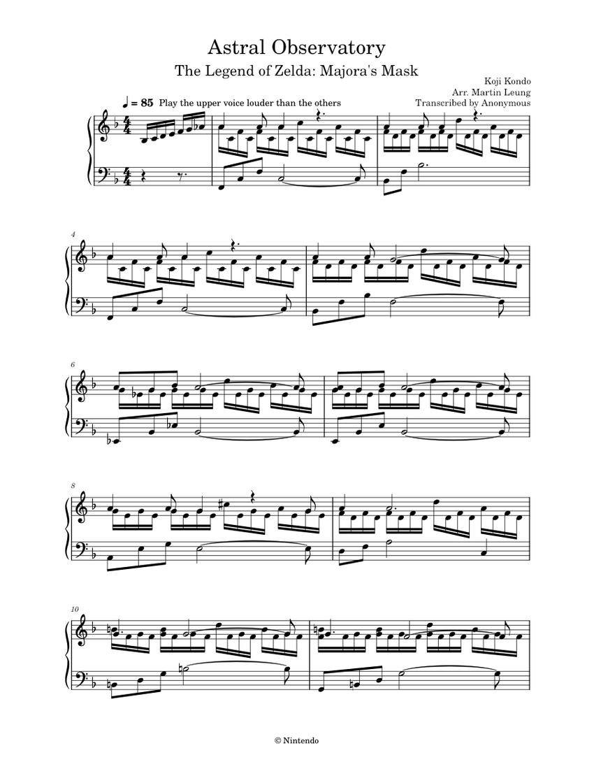 Astral Observatory Video Game Pianist's Arrangement Sheet music for