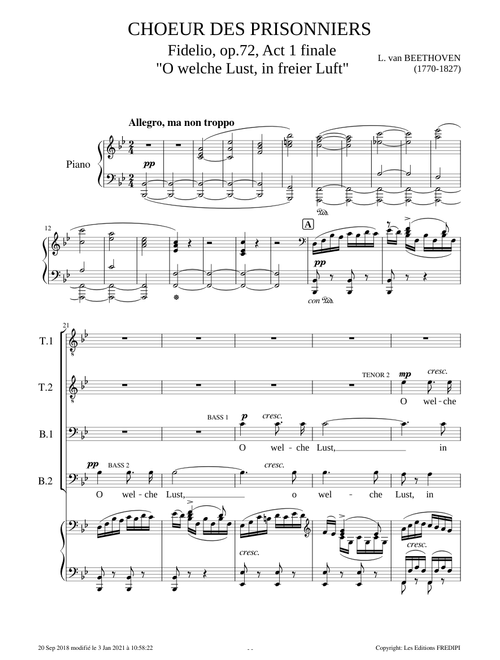 Fidelio, Act 1. Finale: "O welche Lust, in freier Luft" (Prisoners' Chorus) by Ludwig van Beethoven