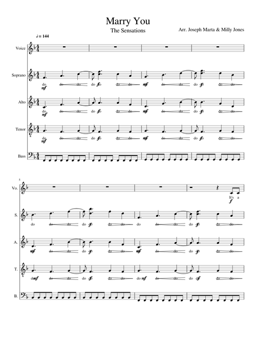 Marry You Bruno Mars A Cappella Arrangement 3 mscz