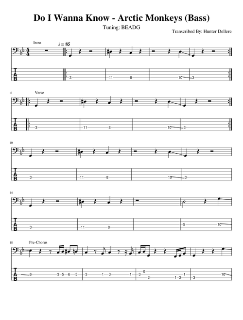 Do I Wanna Know  Bass
