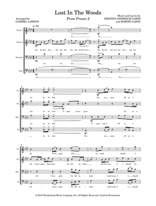 Lost In The Woods (Arr. Gabriel Lawson) - Robert Lopez, Kristen Anderson-Lopez (Choral, TTBB)