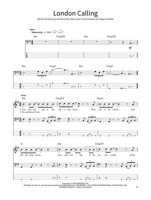 London Calling - The Clash (School of Rock - Bass Guitar)