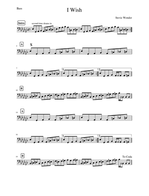 I Wish (Stevie Wonder): Bassline