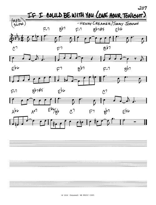If I Could Be With You (One Hour Tonight) - Jimmy Johnson, Henry Creamer (Real Book - Melody-Chords)