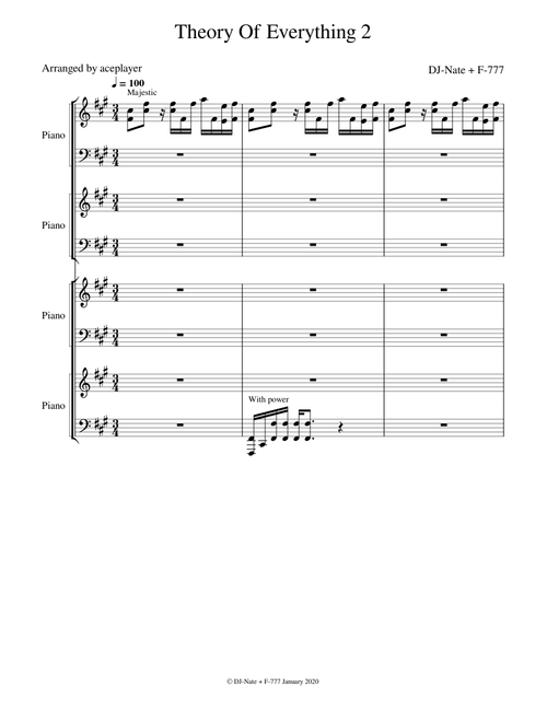 Theory Of Everything 2 - DJ-Nate & F-777|Piano Quartet Arrangment