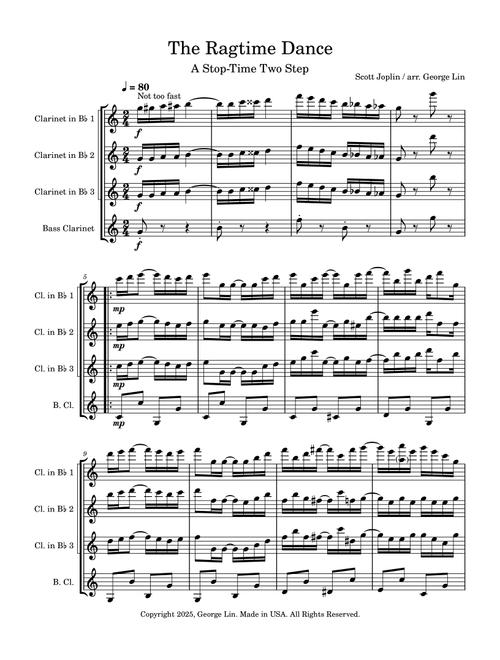 The Ragtime Dance (Scott Joplin) (Arr. George Lin) (Woodwind Ensemble)