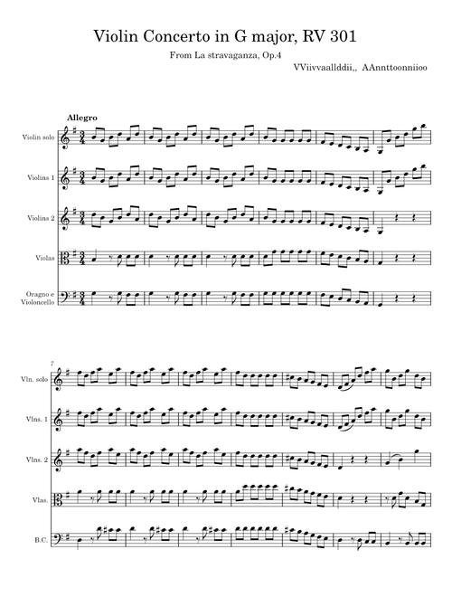 Violin Concerto in G major - Antonio Vivaldi