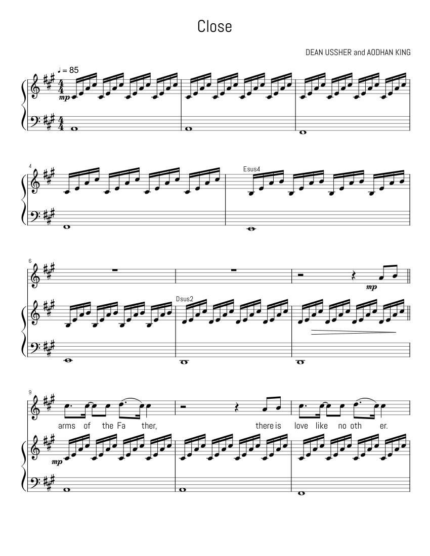Close Sheet music for Piano, Vocals (Piano-Voice) | Musescore.com