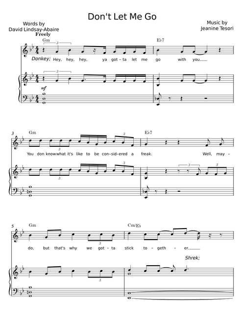 Shrek The Musical - Dont Let Me Go - Misc Soundtrack
