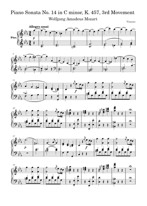 Mozart - Piano Sonata in C minor K 457 No. 14 1st movement Sheet Music ...