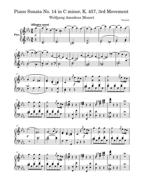 Mozart - Piano Sonata No. 14 in C Minor, K. 457, 3rd Movement
