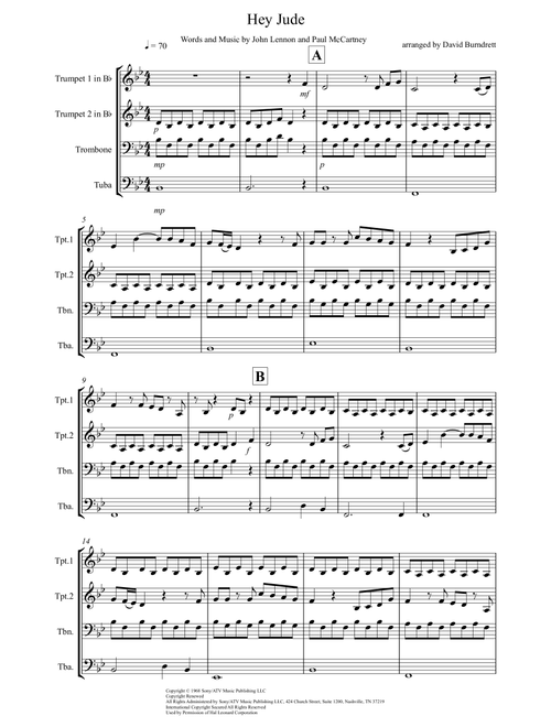 Hey Jude (Arr. David Burndrett) - The Beatles (Brass Ensemble)