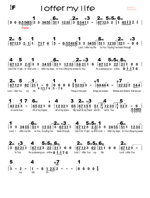 I offer my life (Arr. Don Moan) (Lead Sheet - Fake Book)