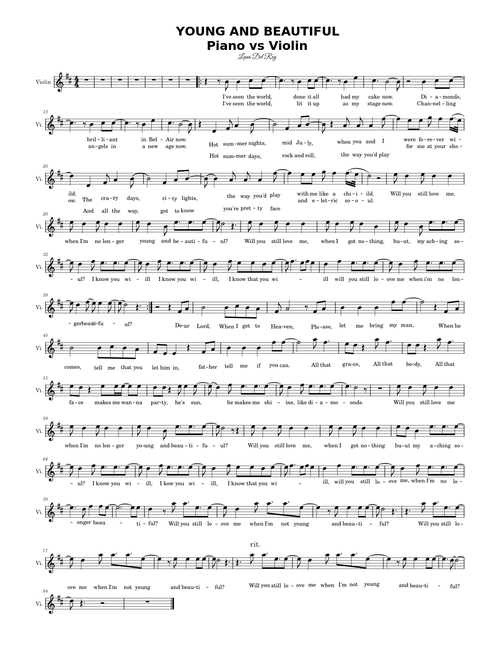 YOUNG AND BEAUTIFUL Piano vs Violin Lana Del Rey
