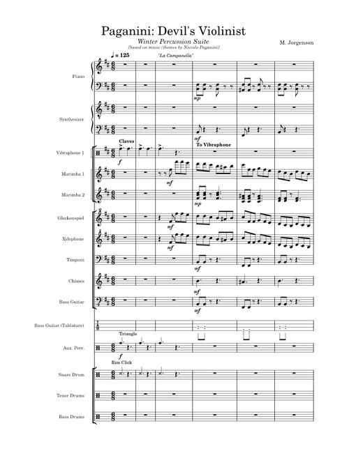 Violin Concerto No. 2, Op. 7 – Niccolò Paganini "Paganini: Devil's Violinist" Indoor Percussion Piece