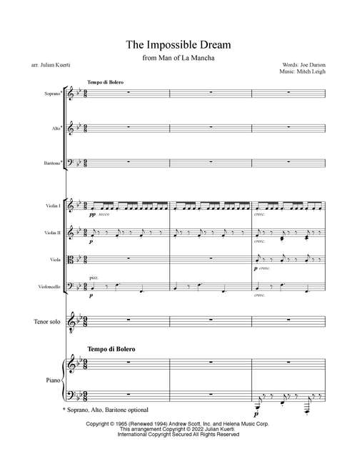 The Impossible Dream (the Quest) (Arr. Julian Kuerti) - Joe Darion, Mitch Leigh (Large Ensemble)