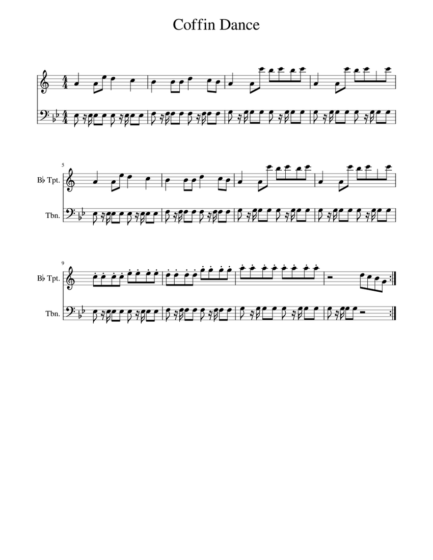 Coffin Dance Sheet music for Trombone, Trumpet in bflat (Brass Duet