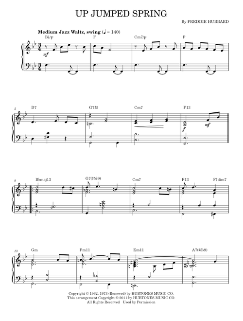Up Jumped Spring (arr. Brent Edstrom) - Freddie Hubbard (Piano Solo)