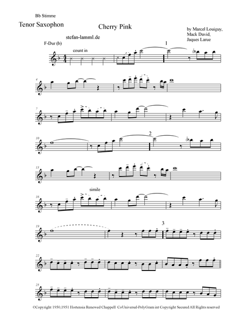 Cherry Pink And Apple Blossom White (Arr. stefan-lamml.de) - Alan Dale (Tenor Sax Solo)