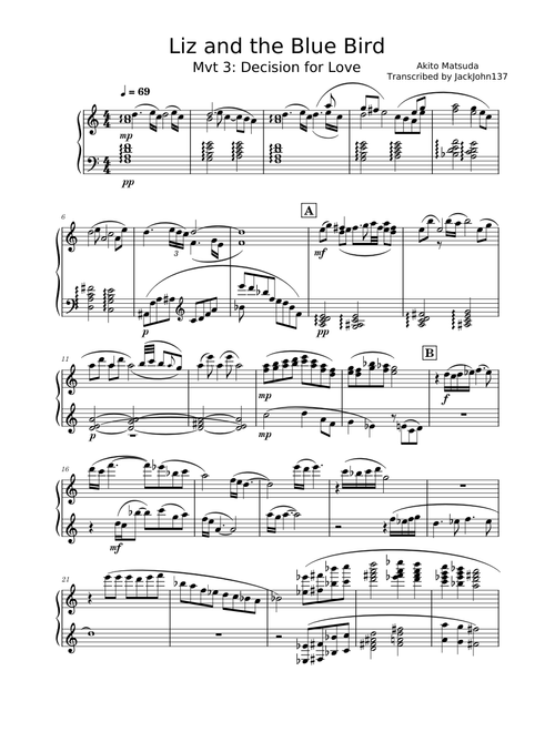 Liz and the Blue Bird – Akito Matsuda (Mvt. III Decision for Love - Solo Piano)