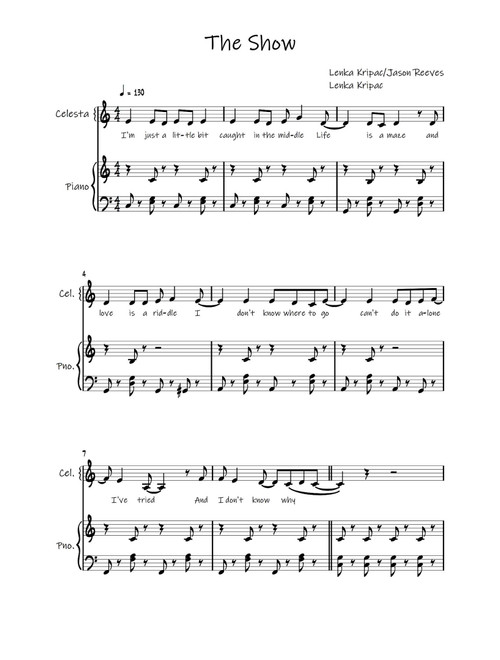 The Show (Arr. Lenka) (Piano Vocal)