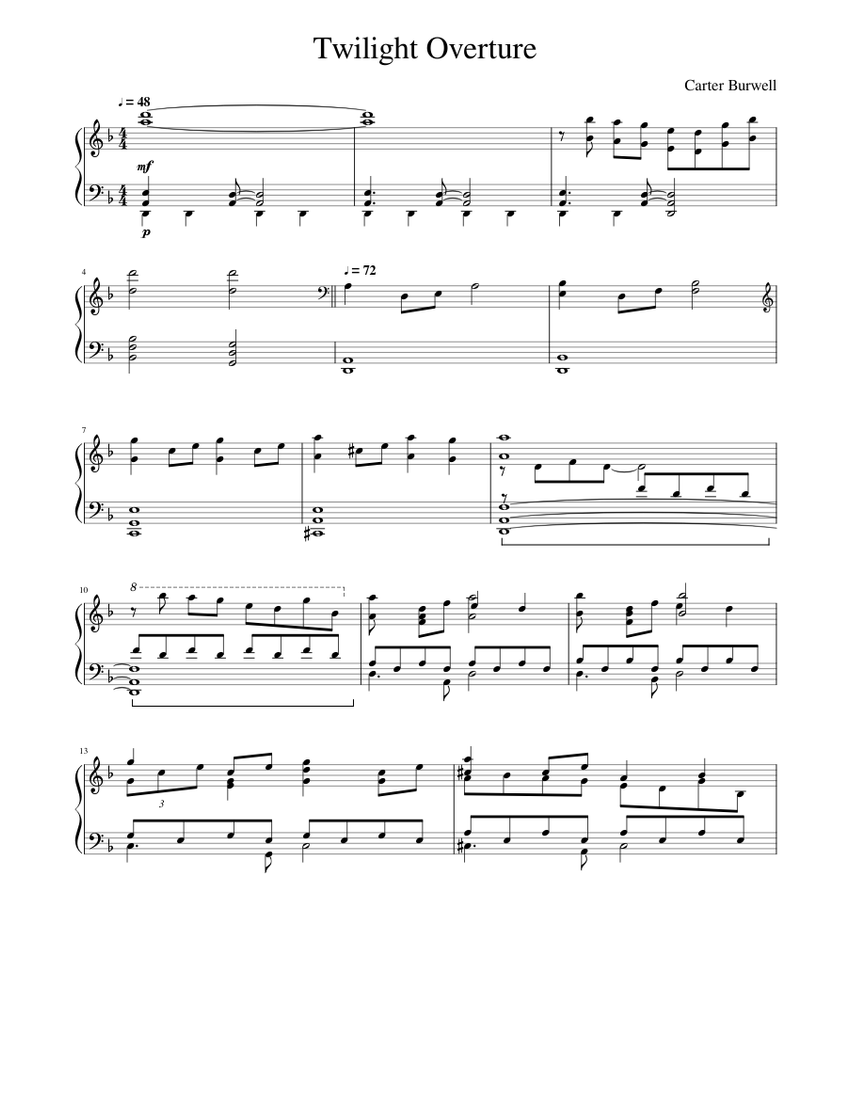 The Twilight Saga: Twilight Overture Sheet Music for Piano (Solo