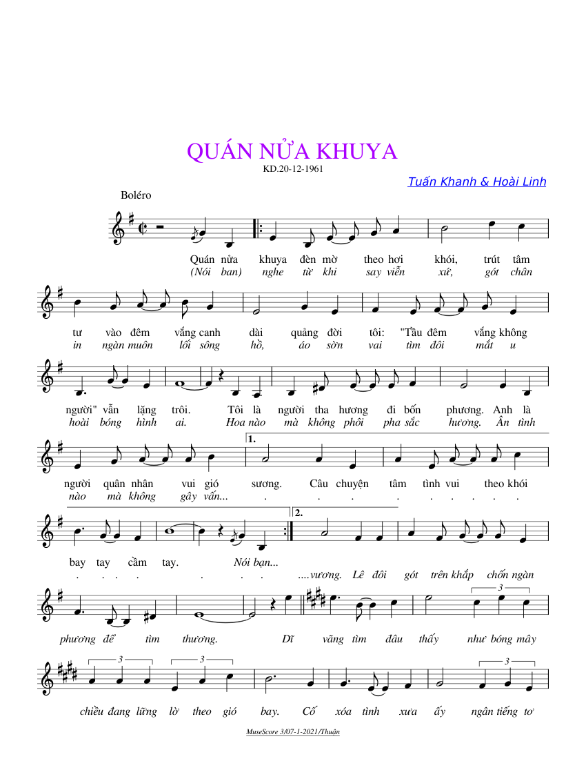QUÁN_NỬA_KHUYA Sheet music for Piano (Solo)