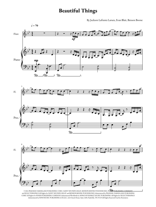 Beautiful Things (Arr. Jhonatan Lucio Viana) - Benson Boone (Flute and Piano)