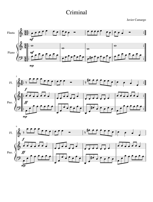 Criminal - Britney Spears - Flute/Piano