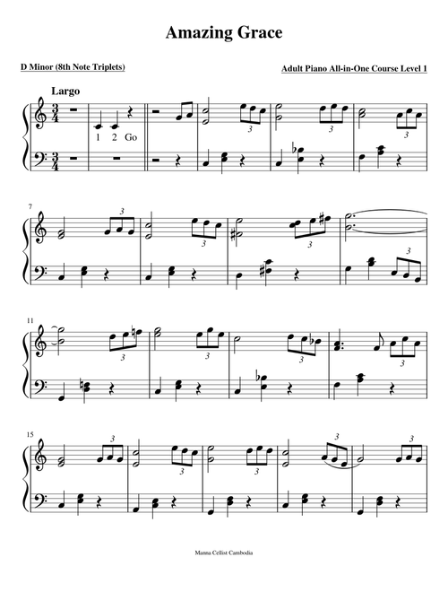 63. Amazing Grace – Adult Piano All-in-One Course Level 1