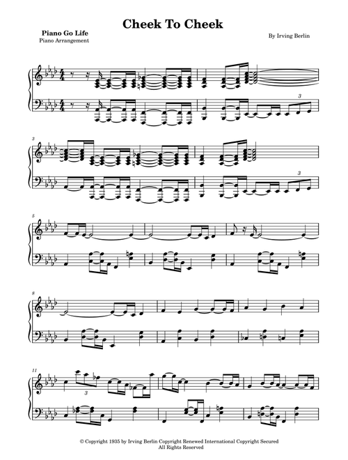 Cheek To Cheek (Arr. Piano Go Life) - Fred Astaire (Piano Solo)