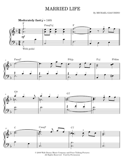 Married Life (from Up) - Michael Giacchino, Up Movie (Easy Piano)