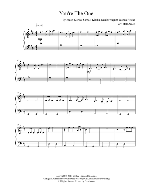 You're The One (Arr. Matt Arnett) - Greta Van Fleet (Easy Piano)