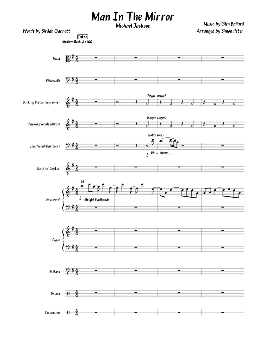 Man In The Mirror – Michael Jackson Sheet Music with Chords for