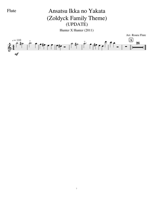 Ansatsu Ikka no Yakata (Zoldyck Family Theme) - Flute