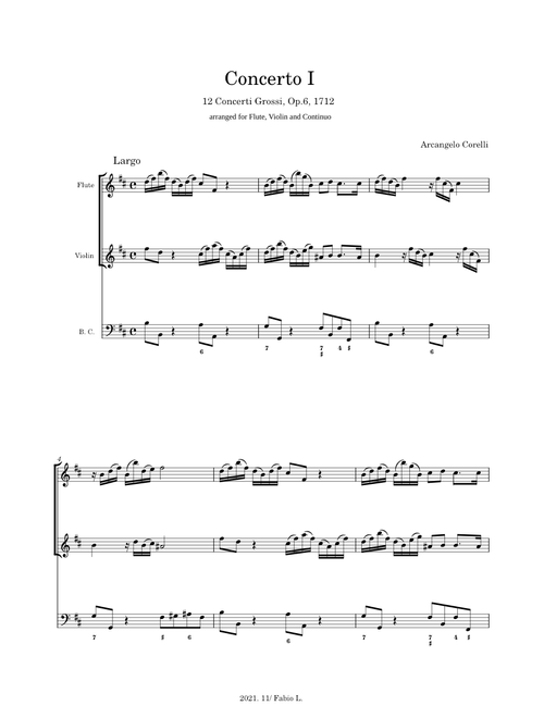 Corelli: Concerto grosso, Op.6 No.1 - Largo (arranged for Flute, Violin and Continuo)