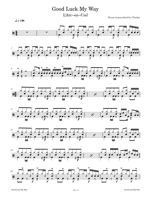 L'arc~en~Ciel - Good Luck My Way (Drum Score 鼓譜)
