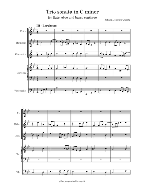Johann Joachim Quantz Trio sonata in C minor 3rd mvt