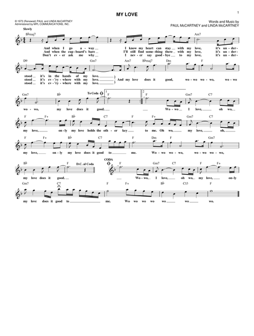 My Love - Paul McCartney & Wings (Lead Sheet - Fake Book)
